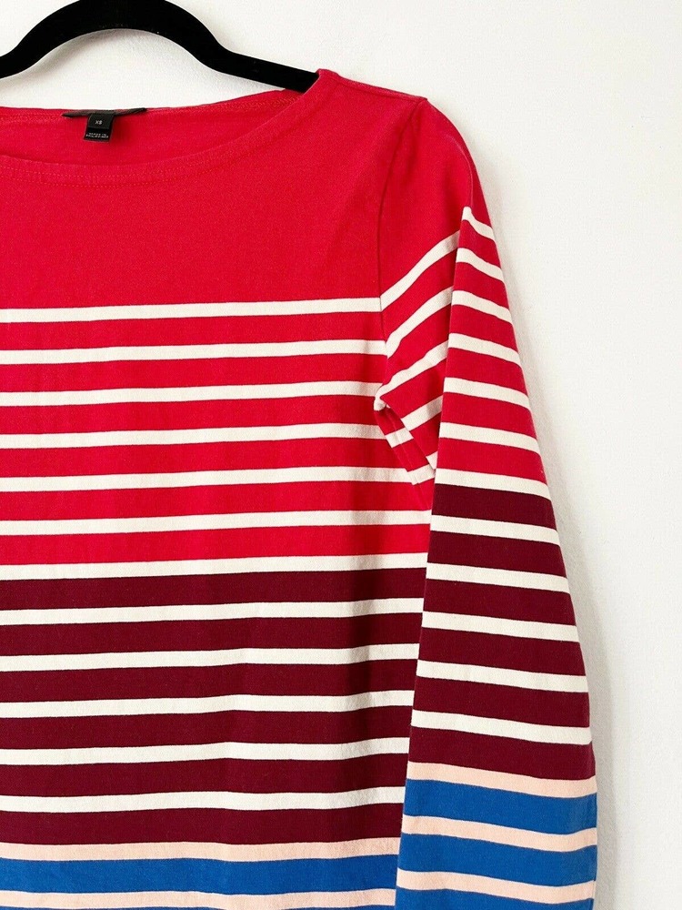 J. Crew Multi Color Striped Casual Long Sleeve T-Shirt Womens Size XS - Picture 3 of 5